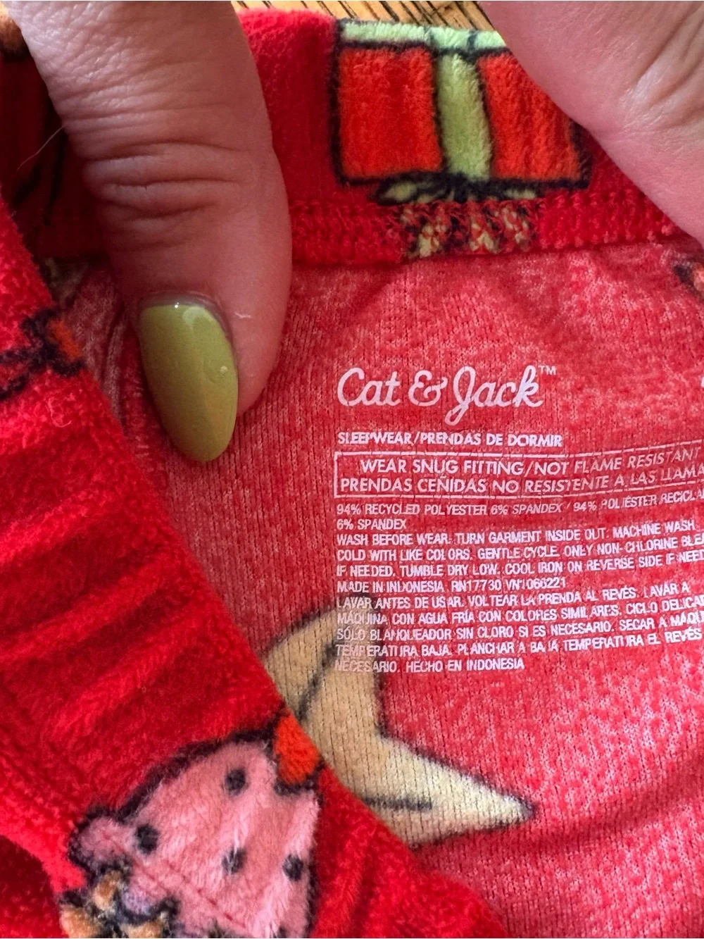Cat & Jack Red Holiday Print Pajama Set with Festive Icons